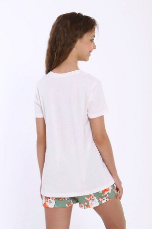 Пижама для девочки Корги на зеленом арт. ПД-023-062