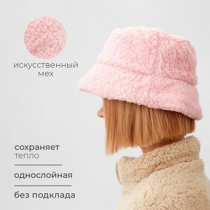 Панама зимняя двусторонняя MINAKU, цвет розовый, р-р 56-58
