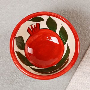 Пиала для чая Риштанская Керамика «Гранаты», 170 мл, d=9.5 см, красная