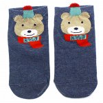 Короткие носки &quot;Bear and dog&quot; Синий с шарфом