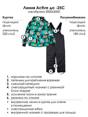Комплект текстильный с полиуретановым покрытием для мальчиков: куртка, полукомбинезон