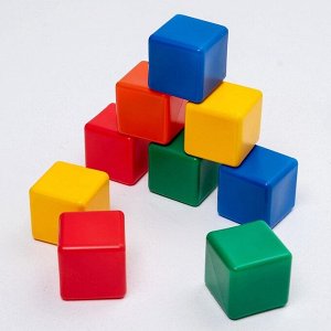 Кубики детские, пластиковые, цветные, 9 штук, 6 х 6 см
