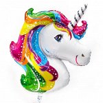 Фольга шар фигура Голова сказочного единорога 41&quot;/104 см