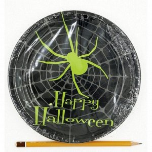 Тарелка бумага Happy Halloween набор 10 шт 18 см цвет черный