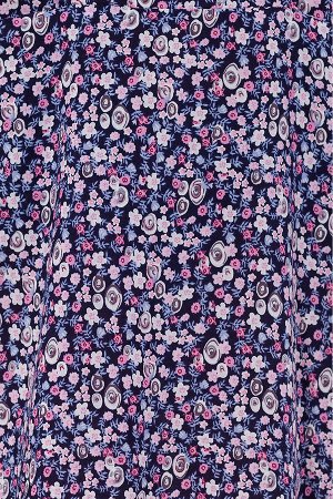 #70334 Платье Синий/розовые цветы