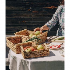 Корзины для хранения SL Home, плетёные, ручной работы, 3 шт., 27x16x9 см, 31x20x12 см, 35x24x13 см