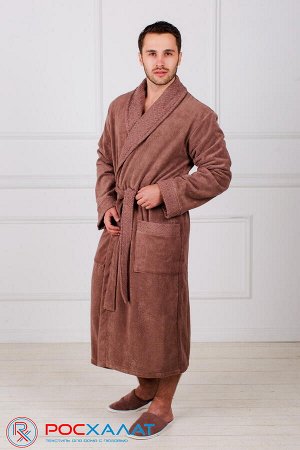 Мужской махровый халат с жаккардовой отделкой, воротник шалька МЗ-14 (118)