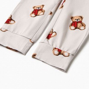 Пижама детская (лонгслив и брюки) KAFTAN "Мишка в шарфе" размер