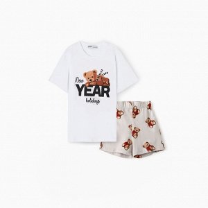 Пижама детская (футболка и шорты) KAFTAN "Мишка в шарфе" размер