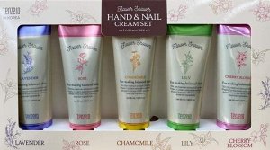 Увлажняющий набор цветочный крем для рук FLOWER SHOWER HAND & NAIL CREAM 5 SET, 5 шт. по 50 мл.