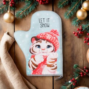 Варежка-прихватка Winter fun, 20x28 см, саржа, 100% хлопок, ватин 250 г/м²