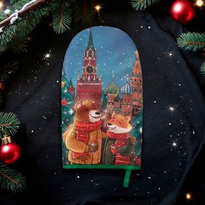 Варежка-прихватка новогодняя «Этель» Red Square 15x28 см, саржа, 100% хл, ватин 250 г/м²