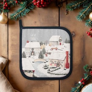 Прихватка Этель Winter village, 19*19 см, саржа, 100% хлопок, ватин 250 г/м*