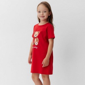 Сорочка домашняя детская удлиненная KAFTAN "Мишка в шарфе" размер
