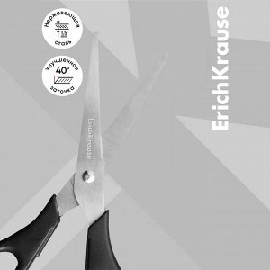 Ножницы ErichKrause Standard, 13.5 см, лезвия из нержавеющей стали, ударопрочный пластик, блистер, чёрные