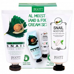 Подарочный набор JIGOTT SNAIL REAL MOISTURE кремов для рук и ног с муцином улитки, по 100 гр.