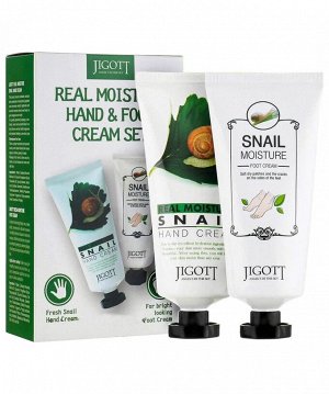 Подарочный набор JIGOTT SNAIL REAL MOISTURE кремов для рук и ног с муцином улитки, по 100 гр.