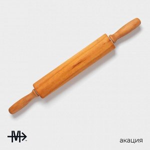 Скалка вращающаяся Magistro, дерево, 43?4 см, рабочая часть 23 см, с фигурными ручками