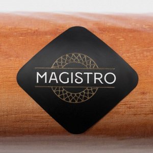 Скалка вращающаяся Magistro, дерево, 43?4 см, рабочая часть 23 см, с фигурными ручками