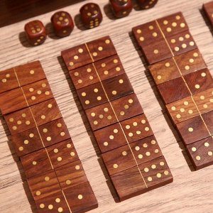 Игра настольная 2 в 1, домино, кубики, 19x6x5 см, дерево шишам