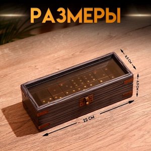 Игра настольная «Домино», в шкатулке, 22x8.5x6.5 см, манговое дерево