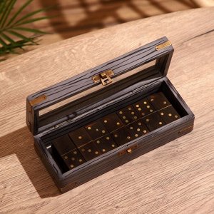Игра настольная «Домино», в шкатулке, 22x8.5x6.5 см, манговое дерево