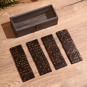 Игра настольная «Домино», в шкатулке, 22x8.5x6.5 см, манговое дерево
