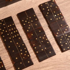 Игра настольная «Домино», в шкатулке, 22x8.5x6.5 см, манговое дерево