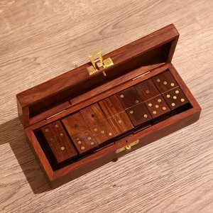 Игра настольная «Домино», в шкатулке, 20x7.5x5 см, дерево шишам