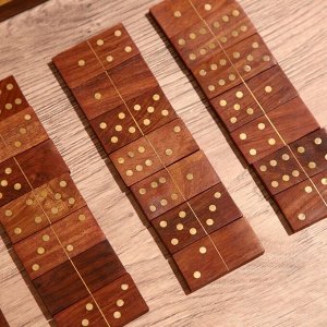 Игра настольная «Домино», в шкатулке, 20x7.5x5 см, дерево шишам
