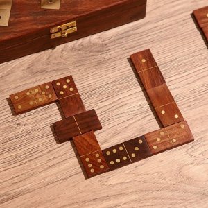 Игра настольная «Домино», в шкатулке, 20x7.5x5 см, дерево шишам