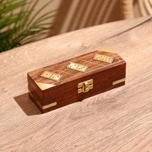 Игра настольная «Домино», в шкатулке, 17x6x5 см, дерево шишам
