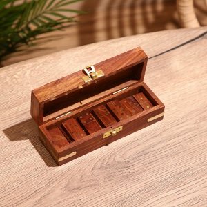 Игра настольная «Домино», в шкатулке, 17x6x5 см, дерево шишам