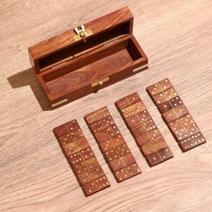 Игра настольная «Домино», в шкатулке, 17x6x5 см, дерево шишам