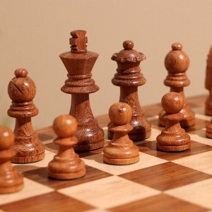 Игра настольная 3 в 1, шахматы, домино, кубики, доска 35x35 см, дерево шишам
