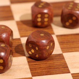 Игра настольная 3 в 1, шахматы, домино, кубики, доска 35x35 см, дерево шишам