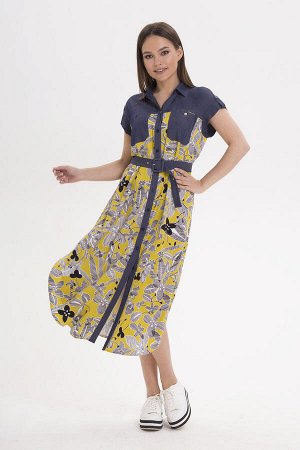 Платье Платье JeRusi 1981 
Состав ткани: Вискоза-100%; 
Рост: 164 см.

Комфортная и универсальная модель платья-рубашки А-образного силуэта, длиной до середины икры, идеально впишется в летний гардер
