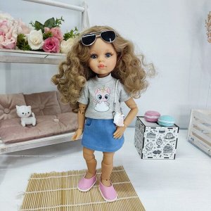 Джинсовая юбка на Паола Рейна или куклу с аналогичным телом 32-35 см