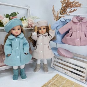 Пальто клеш с беретом  на Паола Рейна или куклу ростом 32-35 см