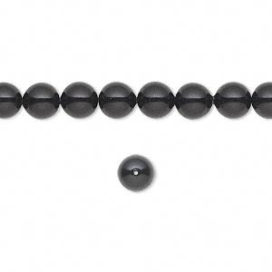 Бусина хрустальная, 6мм, жемчуг Swarovski (#5810), круглый, цвет черный без перламутрового блеска (mystic black), 10 шт.