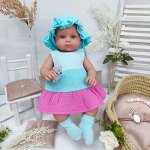 Платье триколор муслин для куклы 40-43 см