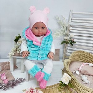 Жилетка двусторонняя плюш и пинетки для куклы
