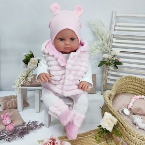 Жилетка двусторонняя плюш и пинетки для куклы