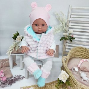 Жилетка двусторонняя плюш и пинетки для куклы