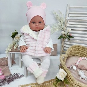Жилетка двусторонняя плюш и пинетки для куклы