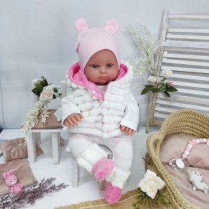 Жилетка двусторонняя плюш и пинетки для куклы