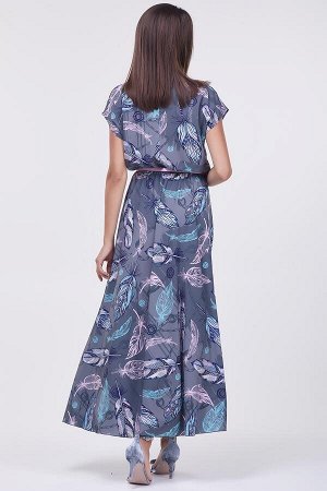 Платье Дарья №23.Цвет:оливковый/перья