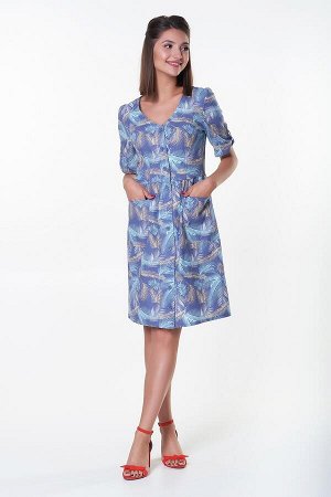 Платье Таисия №1.Цвет:синий/бирюзовый