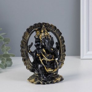 Нэцкэ фигурка «Ганеша в цветке», полистоун, 7.5x11x12.5 см