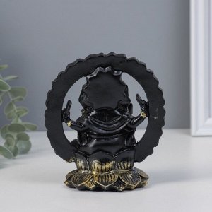 Нэцкэ фигурка «Ганеша в цветке», полистоун, 7.5x11x12.5 см